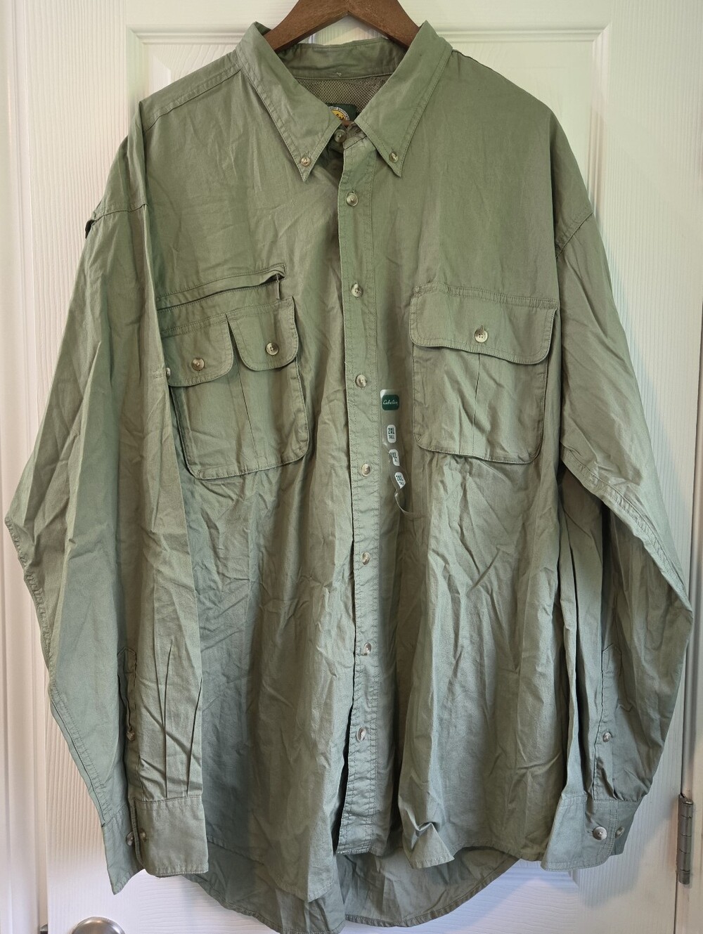 Cabela's Men's 2XL Tall Cotton Vented Fishing Shirt Green NWOT